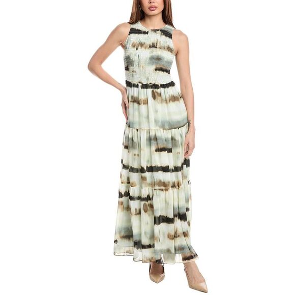 Anne Klein Womens  Smocked Bodice Maxi Dress, White - Picture 1 of 3